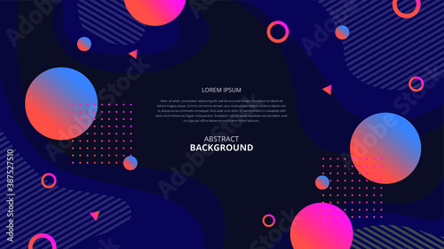 Abstract gradient gemetric fluid shapes dark background. photo