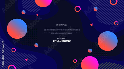 Abstract gradient gemetric fluid shapes dark background.
