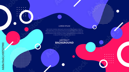 Abstract flat geometric fluid shapes dark background.