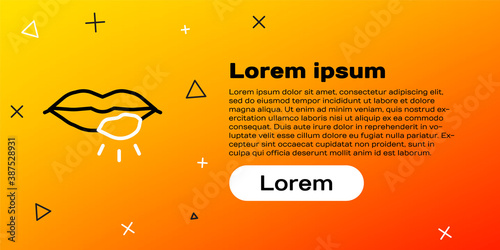 Line Herpes lip icon isolated on yellow background. Herpes simplex virus. Labial infection inflammation symbol. Colorful outline concept. Vector.