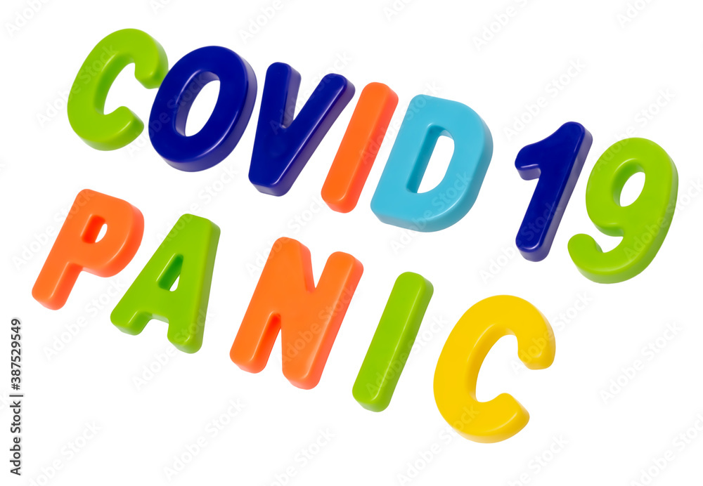 Text COVID-19 PANIC on a white background. Text COVID-19 PANIC on a white background.