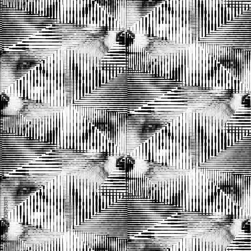 Abstract fox face seamless pattern - monochrome geometric repeat print design