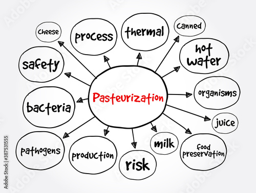 Pasteurization mind map, concept for presentations and reports