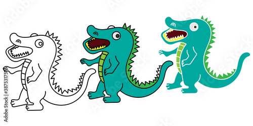 crocodile character hand drawn design vector