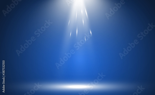 White stage with spotlights. Vector illustration of a light with sparkles on a transparent background.