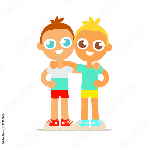 Two brothers characters, isolated vector illustration. Design for stickers, logo, web and mobile app. Print for clothes.