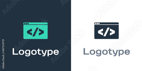 Logotype Web design and front end development icon isolated on white background. Logo design template element. Vector.