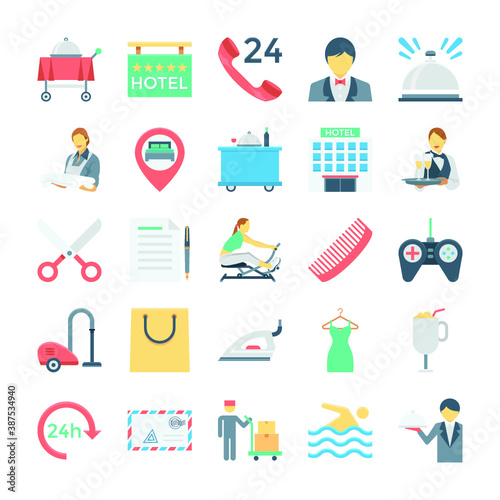 
Hotel and Services Colored Vector Icons 3
