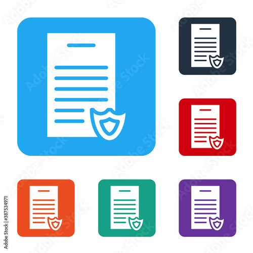 White Firearms license certificate icon isolated on white background. Weapon permit. Set icons in color square buttons. Vector.