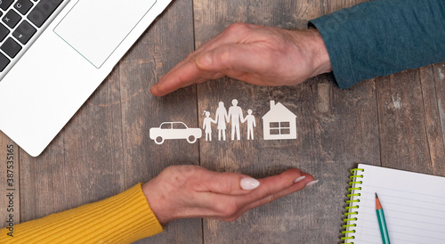 Concept of life, home and auto insurance
