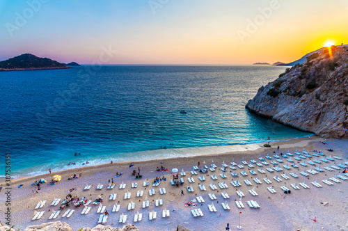 Fototapeta Naklejka Na Ścianę i Meble -  Kaputas Beach view from top. Kaputas beach is on the Turkish Mediterranean coast, and an important tourist destination.
