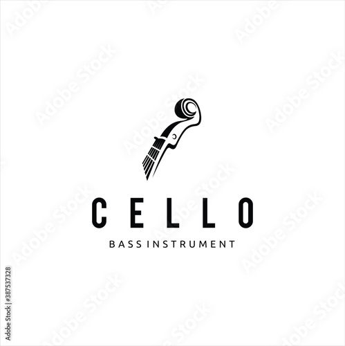 Cello or Bass Clef Instrument Logo Design Inspiration
