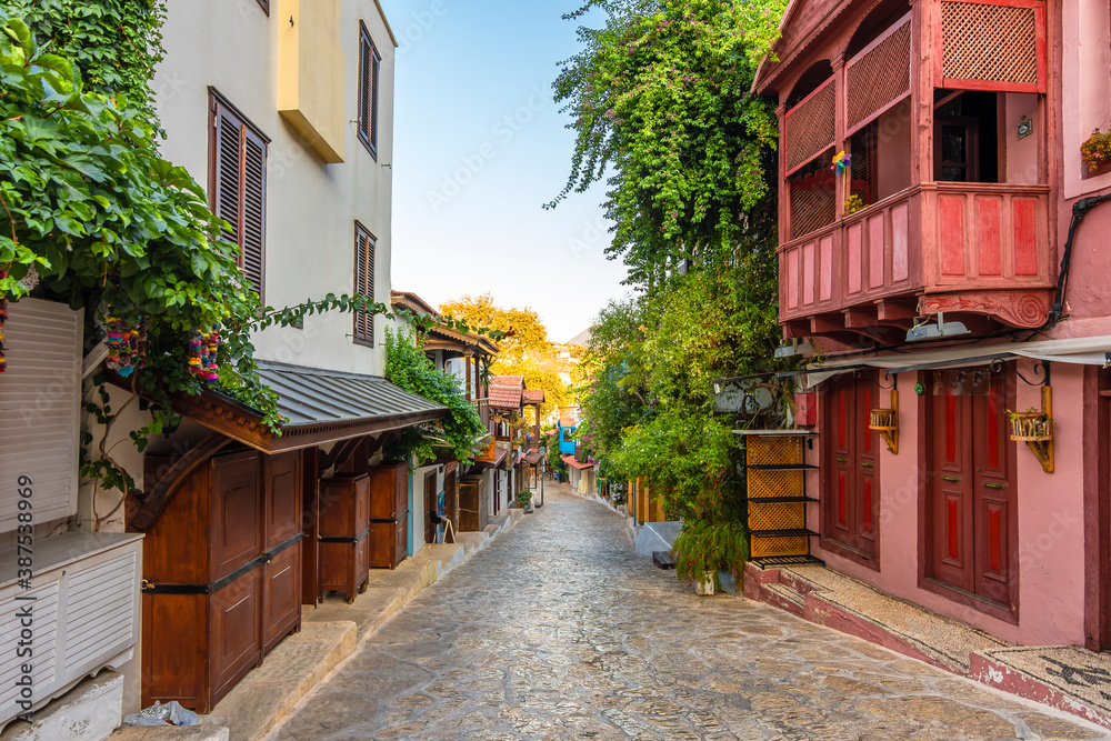 Colorful street view in Kas Town of Turkey.