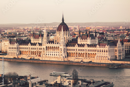 Nice view of the Palament in Budapest in the evening / day. beautiful view of Budapest from the bastion