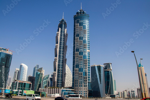 Skyscrapers in district of Dubai city known as Business Bay. UAE.