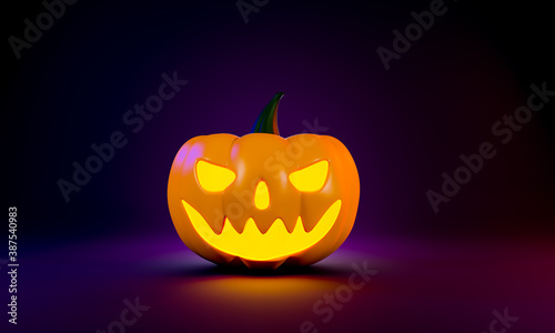 3d halloween pumpkin in background illustration background copy space © Tonton54
