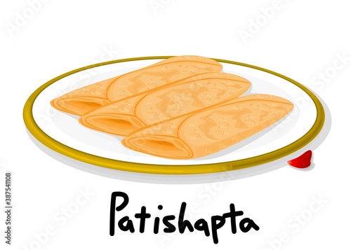Patishapta pitha indian Sweet Dish Food Vector photo