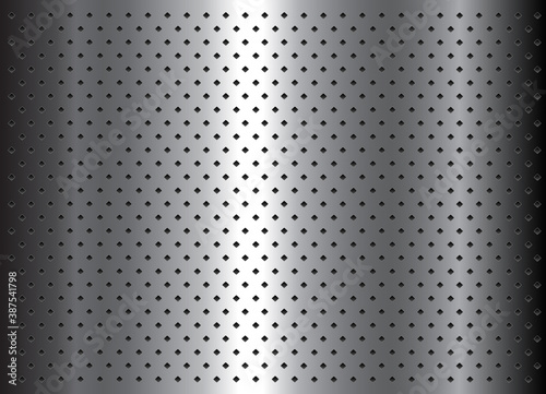 Silver metal background with dot pattern, elegant shiny metallic design, vector illustration.