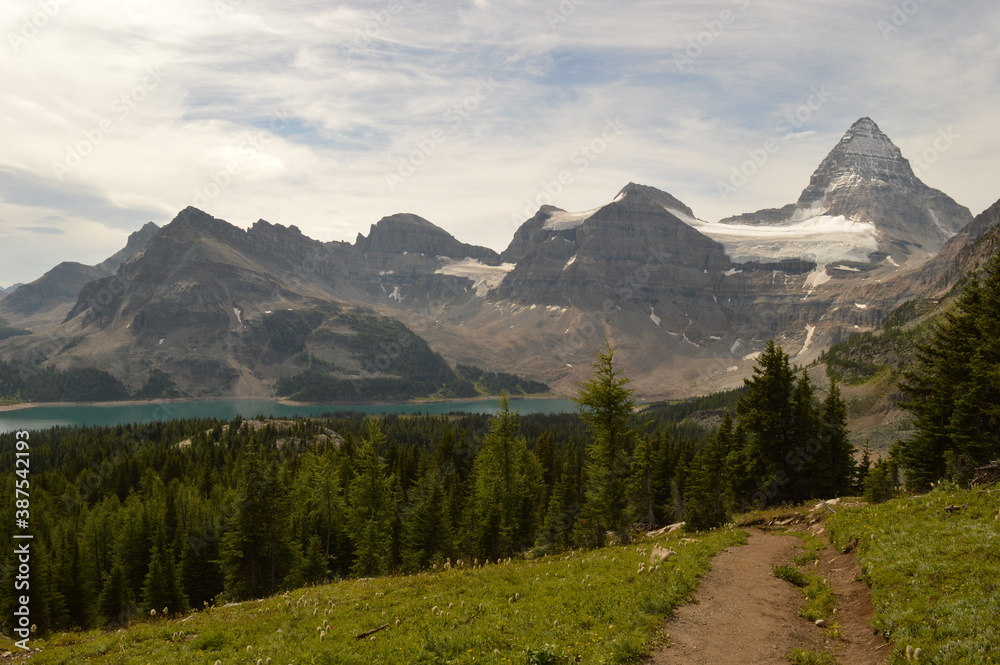 Climbing, hiking and camping at the Mount Assiniboine National Park in the Rocky Mountains between Alberta and British Columbia in Canada Climbing, hiking and camping at the Mount Assiniboine National Park in the Rocky Mountains between Alberta and British Columbia in Canada