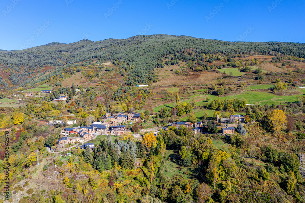 Panoramic view of the small mountain town of Ventola, Spain