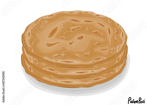Puran poli Indian Sweets or Mithai Food Vector