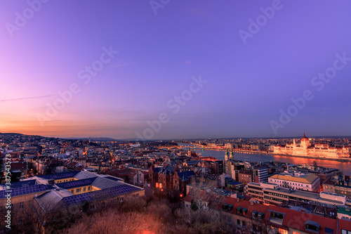 Nice view of the Palament in Budapest in the evening / day. beautiful view of Budapest from the bastion photo