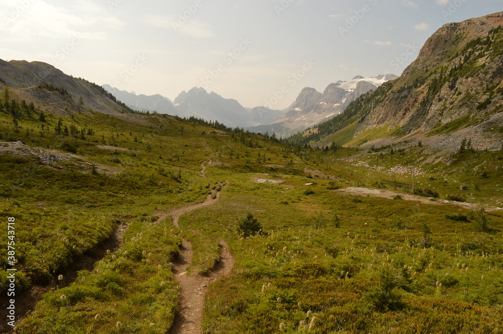 Hiking, climbing and camping on the Mount Assiniboine mountain in the Rockies between Alberta and British Columbia in Canada Hiking, climbing and camping on the Mount Assiniboine mountain in the Rockies between Alberta and British Columbia in Canada