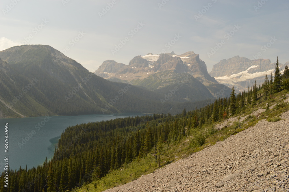Hiking, climbing and camping on the Mount Assiniboine mountain in the Rockies between Alberta and British Columbia in Canada