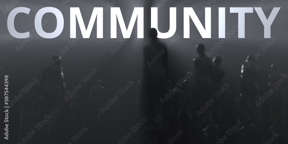 Unknown people and COMMUNITY lit word 3d rendering Unknown people and COMMUNITY lit word 3d rendering