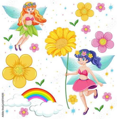 Canvas Print Set of fairy tale fantasy cartoon character  on white background