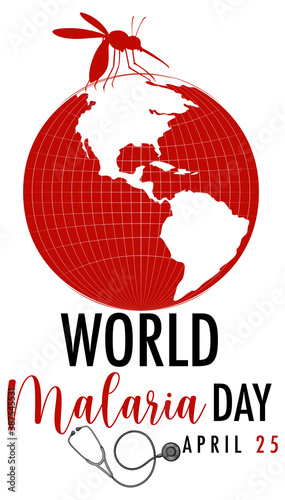 World Malaria Day logo or banner with mosquito sign