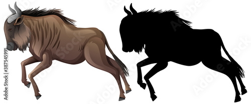 Wildebeest cartoon character set