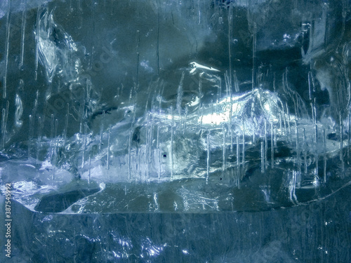 The texture of the ice closeup