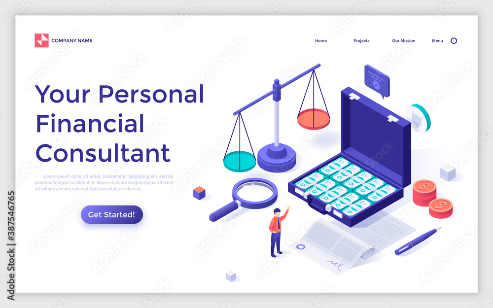 Fototapeta premium Isometric Vector Landing Page