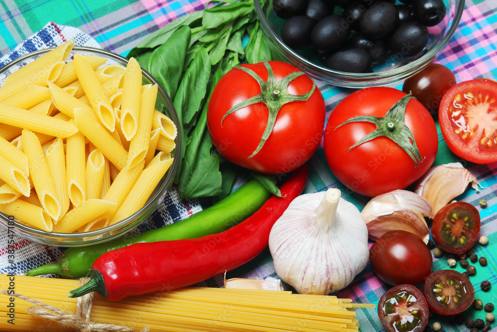 Ingredients for traditional Italian pasta Ingredients for traditional Italian pasta