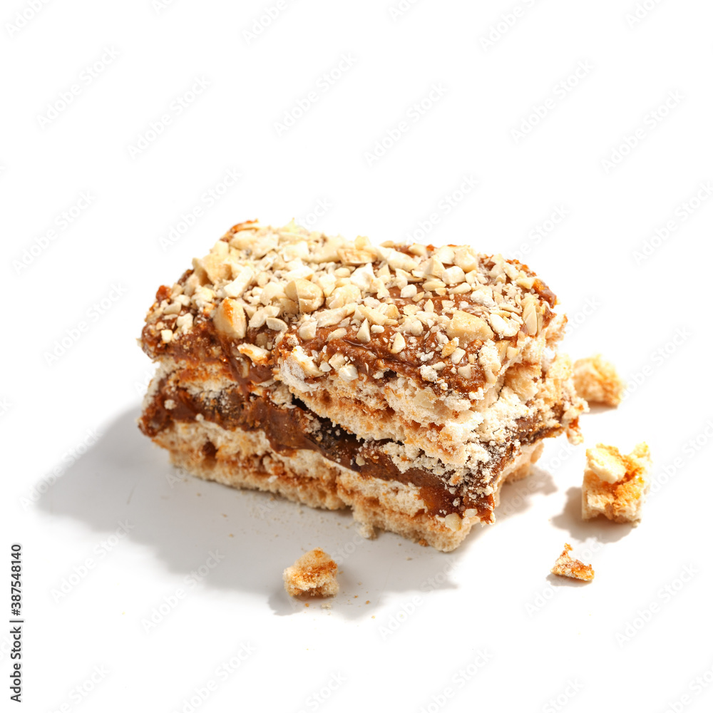Dessert for coffee on a white background. Close-up. Dessert for coffee on a white background. Close-up.
