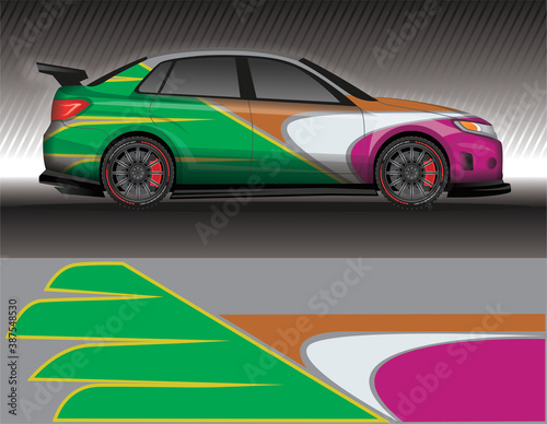 Car livery wrap decal, rally race style vector illustration abstract background