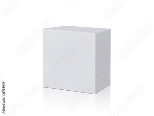 blank packaging white cardboard box isolated on white background ready for packaging design © Retouch man