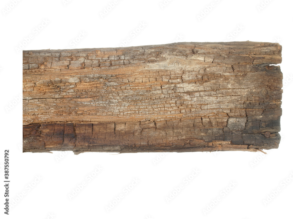 Fototapeta premium Rotten board isolated on white background.