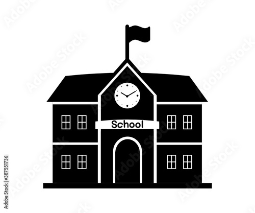 School building icon on white background.