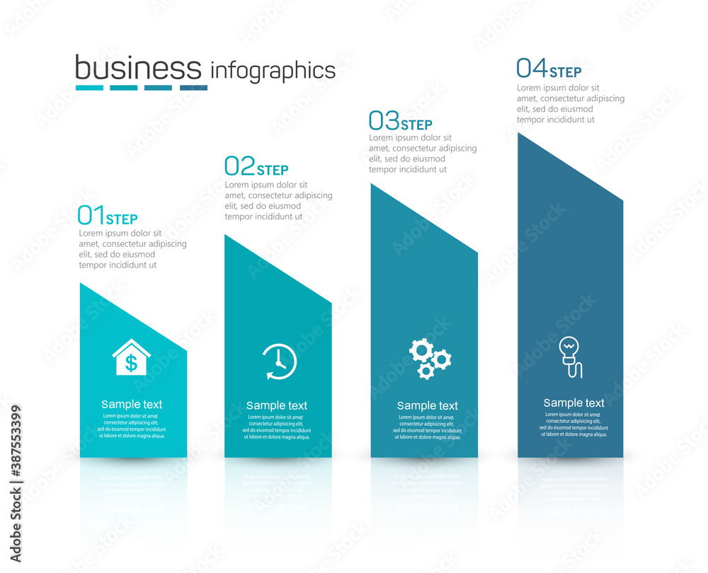 Modern vector infographic template with 4 steps for business. Can be used for workflow layout, diagram, annual report, web design Modern vector infographic template with 4 steps for business. Can be used for workflow layout, diagram, annual report, web design