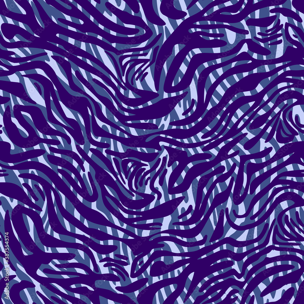 Geometric seamless pattern made of rough borders stripes mixed with curved wavy lines. Artistic zebra striped animal skin texture background. Abstract shapes. Fashion style. Geometric seamless pattern made of rough borders stripes mixed with curved wavy lines. Artistic zebra striped animal skin texture background. Abstract shapes. Fashion style.