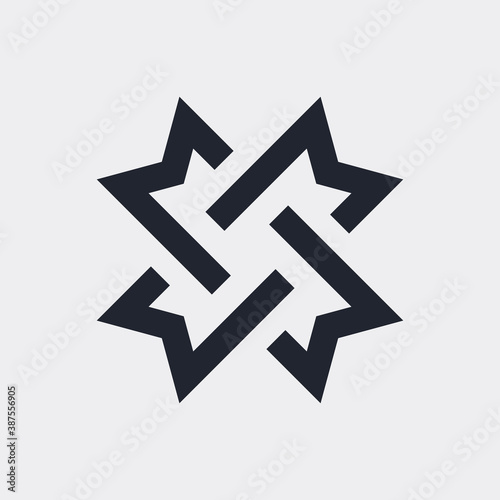 Free Download Complex Geometric Contemporary Element. Logo Icon for Business Corporate Sign. Abstract Merged Figures for Web Design on Gray Background - GFXLoad
