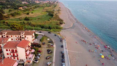 Scenic aerial view over the coastline in Calabria, in the province of Cosenza, on the thyrrenian sea, Italy photo