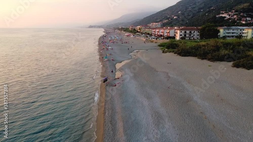 Scenic aerial view over the coastline in Calabria, in the province of Cosenza, on the thyrrenian sea, Italy photo