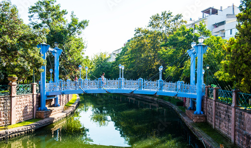 Beautiful bridge on Porsuk River in Eskisehir. Turkey. photo