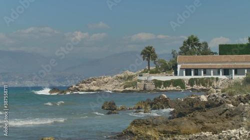 Rocky coastline of Corfu Island, Greece.