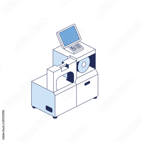 Packers product. Vector 3d line isometric, color web icons set, new flat style. Creative illustration, idea for infographics.