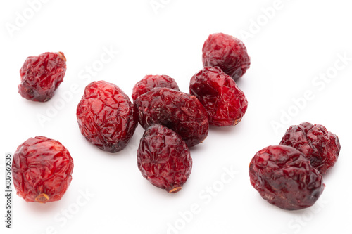 Dried cranberries isolated on white background photo