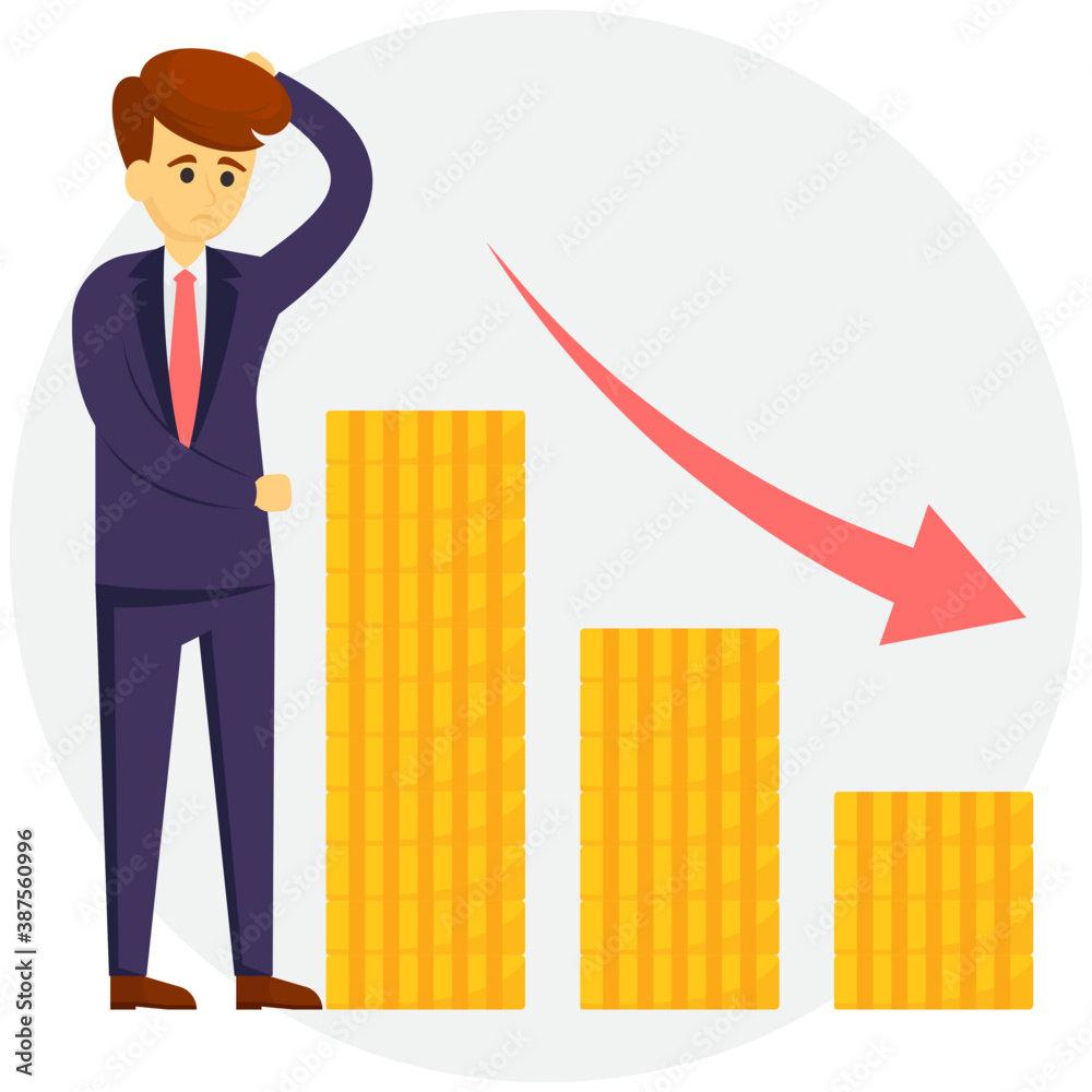 Businessman with decreasing graph represents the concept of businessman in loss
Businessman with decreasing graph represents the concept of businessman in loss